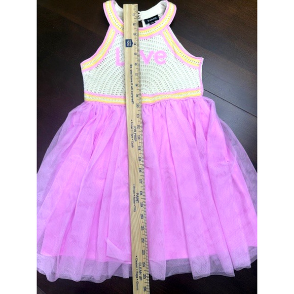 ZUNIE GIRLS DRESS BRIGHT PINK IVORY TULLE W/LOVE EMBROIDERED TOP SIZE 6X NEW $56 - Picture 6 of 10